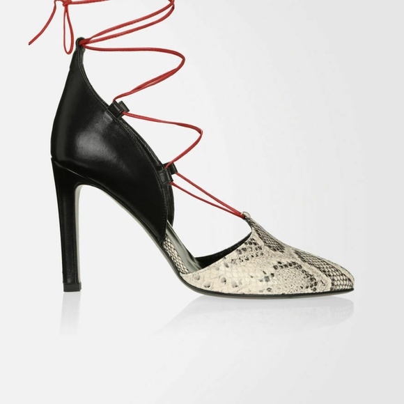 MAX MARA Python-Print Lace-up Leather Pumps 39/8 - Picture 2 of 2